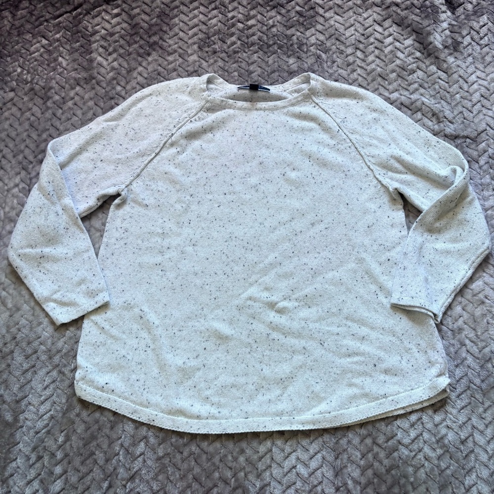 ⭐️⭐️⭐️Karen Scott white speckled long sleeve crew neck sweater size PXL